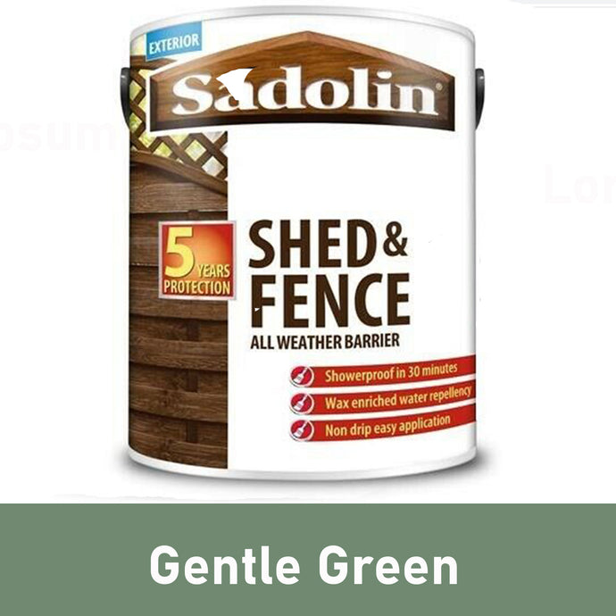Sadolin Shed and Fence All Weather Barrier Woodstain Paint 5L / GENTLE GREEN