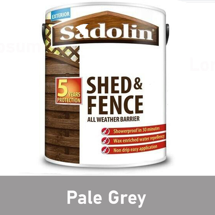 Sadolin Shed and Fence All Weather Barrier Woodstain Paint 5L / PALE GREY