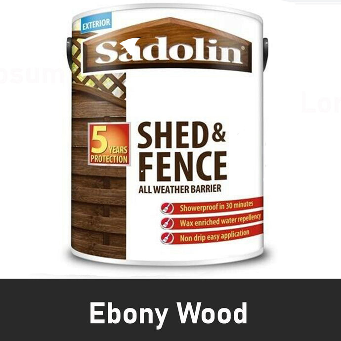 Sadolin Shed and Fence All Weather Barrier Woodstain Paint 5L / EBONY WOOD